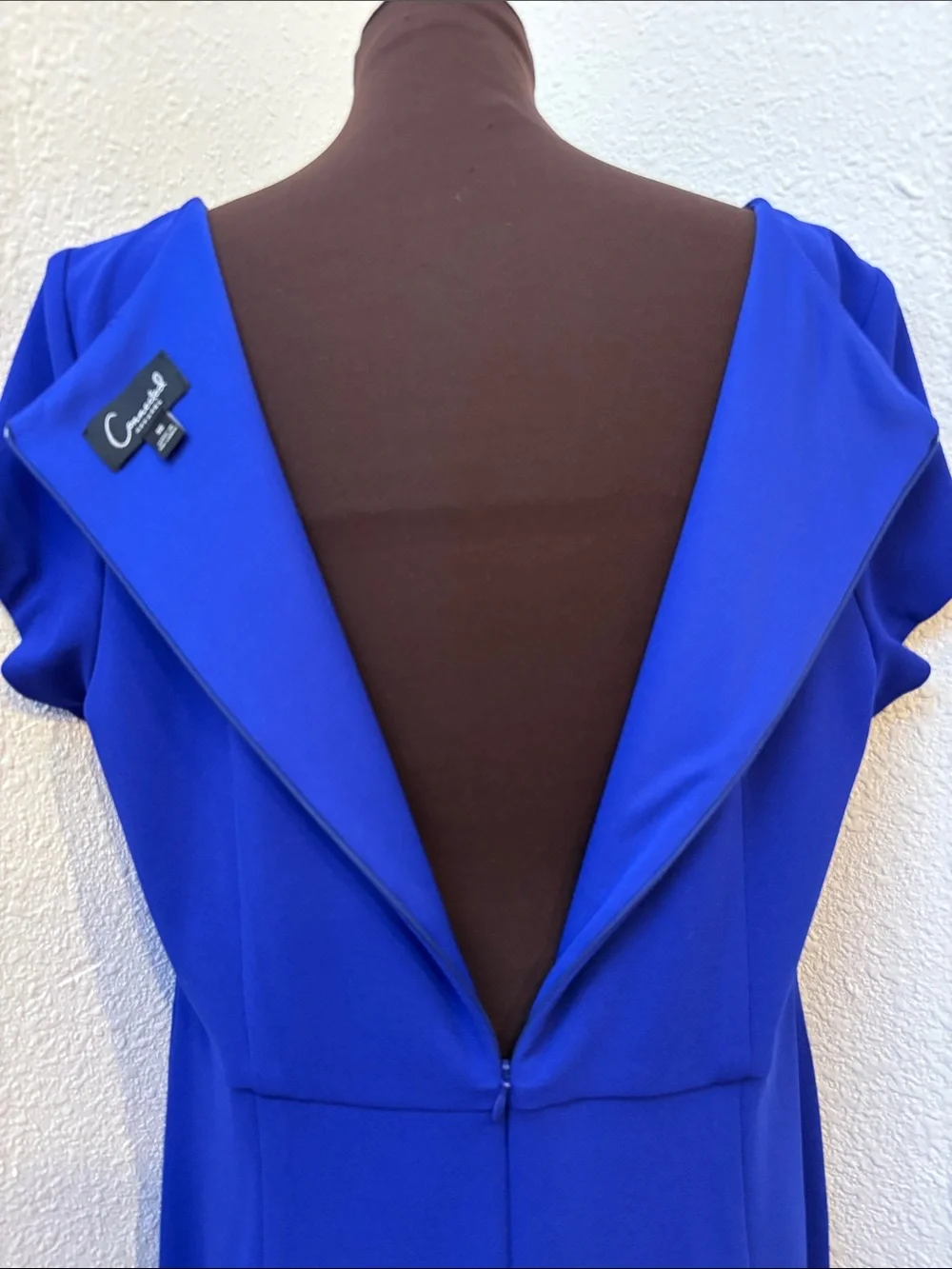 Connected Apparel Vibrant Royal Blue Square-Neck Midi Dress Size 16